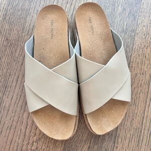 Free People Beige Women's Sidelines Crossover Slide Sandals